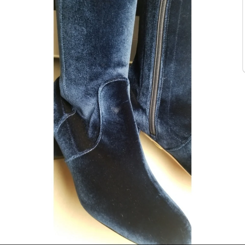 NWT Aquazurra Blue Velvet Over the knee boots